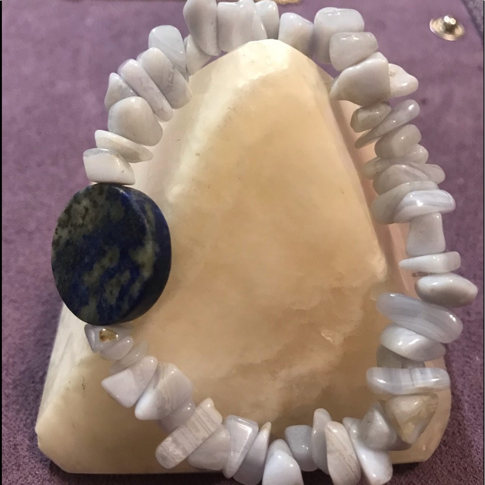 Blue Lace Agate and Lapis Lazuli Gemstone Bracelet